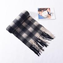 Šalikas Moteriškas Žieminis Premium Moherinis Juodai Baltas Klietuotas Šalikas Toks Pats Šiltas ir Sutankintas Šalikas 210*28cm gray