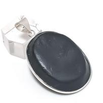 Natūralus juodo obsidiano brangakmenio 925 svarų sterlingų sidabro papuošalo pakabukas 2,05  m2Q01 white
