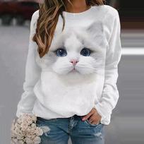 Women's Pullover Kitten Dandelion Print Everyday Sports 3D Print Active Street Chic Hoodie Sweater Black Women's Tee Crew XXXL violetinė