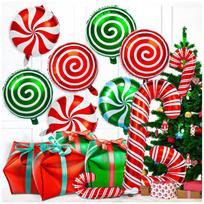Kalėdinė dovanų dėžutė Balionas Šventojo Nykštuko Balionas Saldainių Vėtrungė Aliuminio Folijos Šventės Balionų Rinkinys Christmas gift box lollipop set red