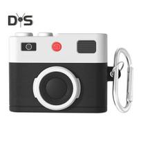 Ausinių dėklo apsauginis dangtelis, atsparus smūgiams, smūgiams atsparus retro 3D fotoaparato apsauginis silikoninis dangtelis, skirtas „AirPods 4“ A juoda