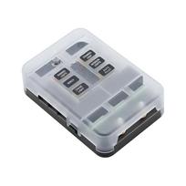 6 takelių saugiklių blokas, 6 grandinių saugiklių dėžutės laikiklis su LED indikatoriumi, vandeniui atsparus dangtelis 12V/24V juoda