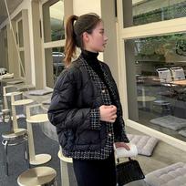Light Down Jacket Women's Short Stand Collar Single Breasted Loose Autumn Winter White Duck Down Coat Solid Color Pocket Down Jacket S juoda