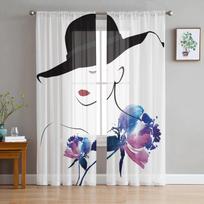 Moteriškos gėlėtos tiulio užuolaidos svetainės užuolaidoms langams permatomos modernios užuolaidos miegamojo dekoravimui 135W x 114H(cm) white