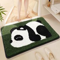 Cartoon Panda Bathroom Flocking Absorbent Floor Mat Cute Home Toilet Thickened Non-slip Mat Entrance Door Carpet 40*60cm white