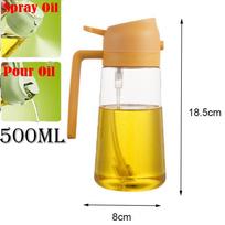 2-in-1 Purkštuvas Piltuvėlis Aliejaus Tuščias Butelis Plastikinis Aliejaus Indas Dozatorius Garintuvas Virtuvei Griliui Stovyklavimui Maisto Gaminimo Įrankiai Pour spray yellow yellow