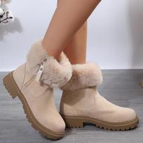 Lucyever Non Slip Warm Fur Snow Boots Women Thick Bottom Faux Suede Winter Boots Woman Zipper Platform Ankle Botas Mujer 36