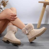 Furry Faux Fur Snow Boots for Women Anti-Slip Platform Winter Boots Woman shoes Keep Warm Plush Ankle Booties Mujer 42 36