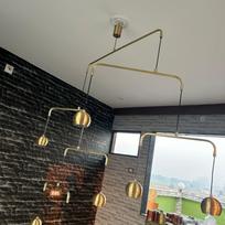 Mid-Century Modern Brass Mobile Chandelier | Orb Sputnik Stilnovo Style Pendant Light Fixture Rooms| Unique Chandelier For Home Decor
