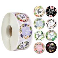 500 vnt. / ritinys Apvalūs gėlių padėkos lipdukai Voko antspaudavimo lipdukai 500pcs/roll gray
