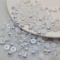 Semi-Circular Flat Bottom AB Fantasy Color ABS Pearl High Gloss Round Beads for DIY Jewelry & Nail Art 10mm about 30 pieces/bag šviesiai ruda spalva