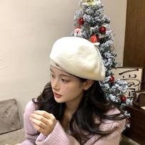 Beret Hat Women Autumn Winter Light Luxury Wool Blend Show Face Small Fashion Painter Hats England Retro Bud Cap One size