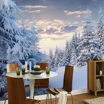 Freska 3d Snow Mountain View White Forest peizažas Nuotraukų sienų tapyba Svetainės restorano tapetai 200 cm(W) x 140 cm(H) white