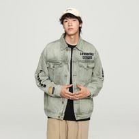 Hong Kong Version Of High-End Men'S Spring American Retro Tooling Jacket, Pad-Dyed Washed Heavy Industry Letter-Embroidered Denim Jacket M