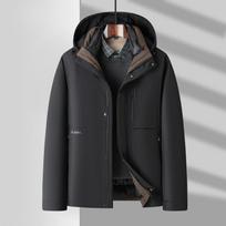 One-piece Three-wear Men's Down Jacket Autumn and Winter New Style Removable Liner Casual Warm Hooded Down Jacket for Men 4XL gray