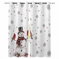 Christmas Snowman Checkered Scarf Cardinals Blackout Curtains For Living Room Bedroom Window Treatment Blinds Kitchen Drapes W135 x H60cm