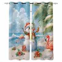 Christmas Snowman Flamingo Flower Ice Cream Blackout Curtains For Living Room Bedroom Window Treatment Blinds Drapes W135 x H60cm