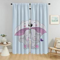 Elephant Carton Blackout Curtain for Room 2 Panel Kitchen Curtains Shades Halloween Decoration Partition Home Interior Curtains W50xH70cmx2pcs