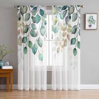 Padėkos diena Rudens eukalipto lapų augalai Permatomos užuolaidos vaikams Miegamasis Svetainė Voile Langų Užuolaidos Tiulio užuolaidos W135 x H114cm white