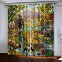 Animal Horse Dinosaur TigerOn Sale Blackout Window Curtain for Bedroom Living Room Bathroom Kicthen Door High Shading Hot W55 X H120cm X 2&HOOK