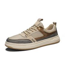 Fashion High Quality Soft Sole Comfortable Sports Shoes Men Driving Shoes Mesh Outdoor Hiking Shoes Leather Casual Shoes Man Walk Flats 38 chaki