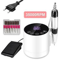 50W nagų freza su kojiniu pedalu 35000 RPM elektrinė nagų pedikiūro dildė manikiūro salonui Poliravimo frezavimo mažo triukšmo įrankiai European regulations black
