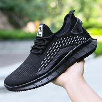 Madingi laisvalaikio sportiniai bateliai vyrams, pinti, kvėpuojantys, tinkliniai, lengvi, apvalus priekis, vienspalviai, neslystantys Zapatillas Hombre 39 juoda