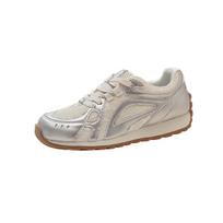 Fashion 2024Luxurious Microfiber Leather Lace Stitching Breathable Women's Loafers Lace-up Sports Shoes Casual Running  Vulcanized Shoes 35 auksas