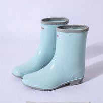 Madingi iki blauzdos vidurio lietaus batai moterims, platforminiai guminiai batai, madingi lauko batai, užmaunami lietaus batai moterims, neperšlampami darbo batai, moteriški aulinukai 36 šviesiai mėlyna spalva