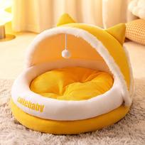 Dog Kennel for Autumn and Winter Warm Cat Cradle Cat Kennel for Small and Medium-sized Dogs To Sleep In Winter Open Dog Bed Pet Cat Bed L-52 * 44 * 34 orange