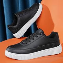 Fashion Big Size 36-48 Waterproof Leather Men Skateboarding Sport Shoes Ultralight Anti-skid Flat Bottom Women Sneakers Walking Trainers 36 black