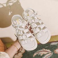 Fashion Cross Tie Roman Flat Sandals Women's Open Toe Sandals Comfortable Casual Slippers Girl Student Sandalias De Mujer Beach Sandals 35 abrikosas