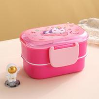 600ml Cartoon Double Layers Lunch Box With Spoon And Fork Leak-Proof Microwave Bento Box Kids Student Food Container BPA Free 600ml blue