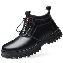 Fashion Men Wool Fur Boots Thick Antiskid Sole Winter Shoes Men Genuine Leather Designer Sneakers Outdoors Ankle Boots For Daddy Man 6 juoda