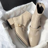 Madingi zomšiniai moteriški stambūs kulkšnies batai vidutinio aukšto aukštakulniai Madingi odiniai batai moterims 2025 m. tendencija Goth Chelsea batai Pumps New Muejr Snow Botas 39 juoda