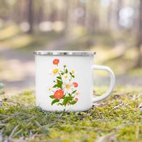 Creative Flowers Print Enamel Coffee Mugs Camping for Spring Outing Drink Juice Cocoa Cups Student Children Breakfast Milk Mug 360ml white