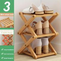 1 vnt kryžminė batų lentyna, paprastas bambuko daugiasluoksnis miegamasis kambarys, bendrabutis, namų ūkis, laikymo lentyna prie įėjimo 3 layers beige