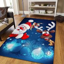 Cute Santa Claus and Deer Area Rug Anti Slip Kitchen Carpet for Home Living Room Bedroom Bathroom Mat Washable Area Flannel Rugs 40X60cm-16x24in