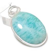 Amazonite Gemstone Handmade 925 Sterling Silver Jewelry Pendant 2.13  y1y52