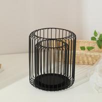 Candle Holder High Durability Rust-proof Polish Surface Hollow-out Design Corrosion ResistantSimple Candlestick Stand Home Decor black