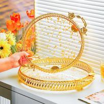 Gold Fruit Tray Easy to Clean Cake Trays for Home Wedding Party Decoration Medium beige