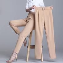 Elegantiškos aukštu juosmeniu elastingos haremo kelnės moterims važinėjančios kasdienės kaprio kelnės Madingos vienspalvės kišenės, juostos kelnės 4XL S chaki