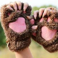 Good Mittens Gloves Paw Fingerless women fluffy cat chic xmas bear Pair of gloves gift tamsios kavos spalvos