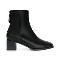 Cowhide Version Su Yinyin Same Manta Love Letter Korean Velvet Square Head Rear Zipper Thick Heel Short Boots Women'S Thin Boots 35