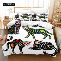 Cartoon Cat Bedding Set Duvet Cover Set 3d Bedding Digital Printing Bed Linen Queen Size Bedding Set Fashion Design EU single(135x200cm) black