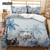 Leopard Duvet Cover Set Microfiber Cheetah African Animals Bedding Set Outer Space Pattern For Boys Men Double Queen King Size EU single(135x200cm) white