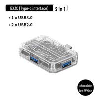 Transparent 10-in-1 Type-C USB Hub and Computer Converter Expansion Dock BX3C [Transparent TYPE-to USB3.0+USB2.0*2] gray
