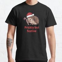 Plus Size S-3XL Prickly But Festive Hedgehog Christmas Printed T-shirt Men's Tops Fashion Clothes Tees S juoda