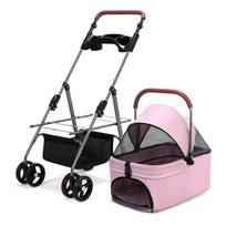 Pet Cart Dog Cat Lightweight Foldable Outdoor Pet Cart Small Dog Cart Detachable Carrying Basket gray