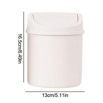 Mini Waste Bin Trash Cans Desktop Garbage Basket Table Roll Swing Lid Small Scissors Pencil Household Office Storage Box white